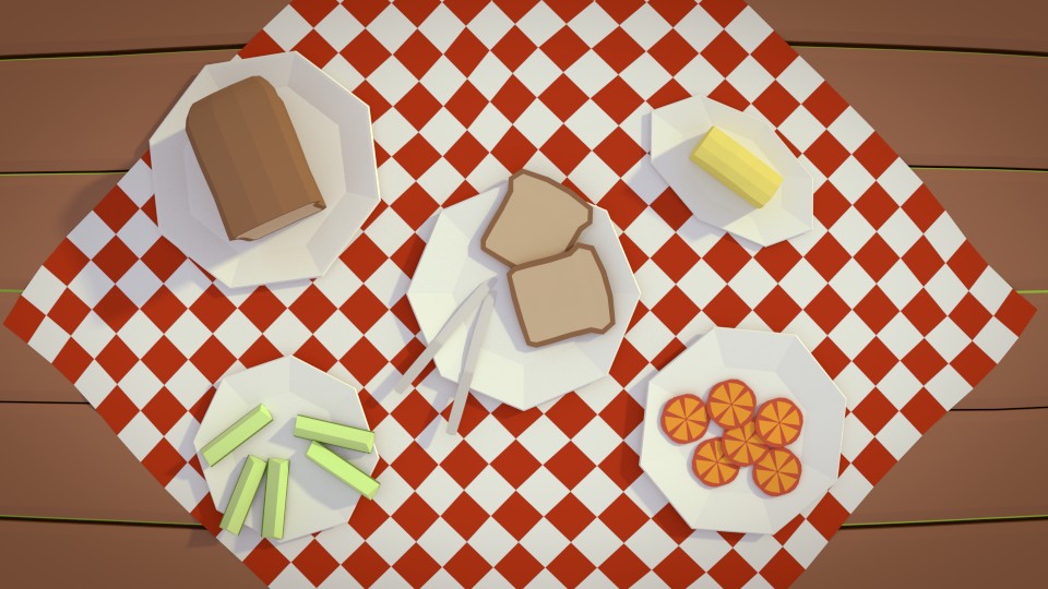 BLENDER Timelapse: Low poly picnic tableset! preview image 1